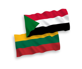 Flags of Lithuania and Sudan on a white background