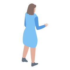 Girl in blue dress icon. Isometric of girl in blue dress vector icon for web design isolated on white background
