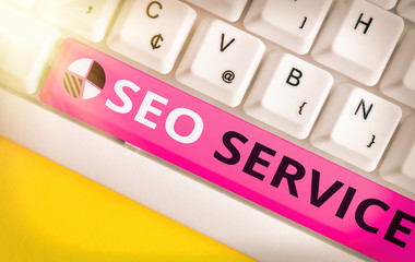 Text sign showing Seo Service. Business photo text techniques and procedures to increase the...