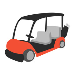 Fototapeta premium ゴルフ場などで乗るゴルフカートのイラスト。