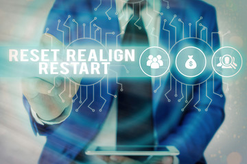 Word writing text Reset Realign Restart. Business photo showcasing Life audit will help you put...