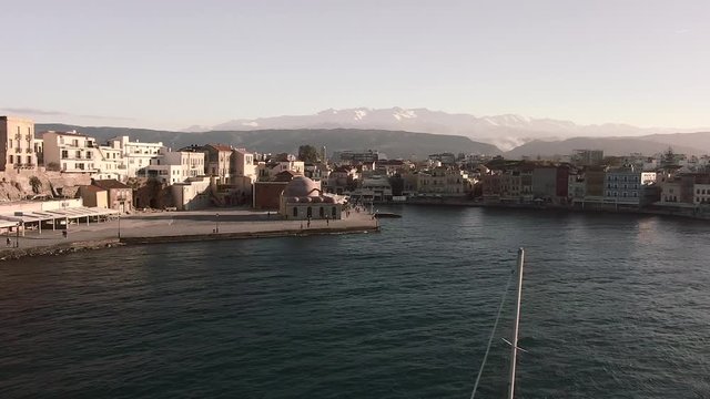The city of Chania on the island of Crete from a bird's-eye view