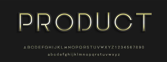 Fototapeta na wymiar Luxury product black gold style font, Alphabets and numbers letters design. Vector illustration.