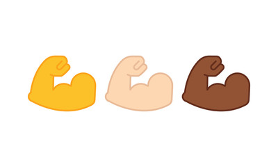 Flexible bicep muscle or strong workout icon set flat on isolated white background. EPS 10 vector