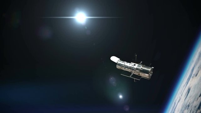Hubble telescope pass by the camera. 