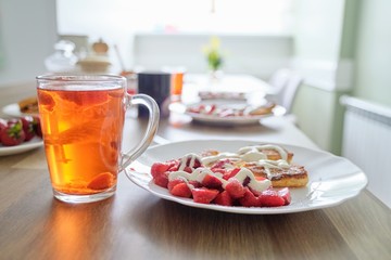 Strawberry season, food and drink with berries