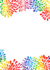 Fototapeta na wymiar Rainbow colorful petals flower shape watercolor hand painting background.