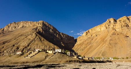 The spectacular mountainous setting of the village of Kaza in the Spiti Valley