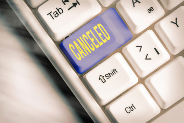 Writing note showing Canceled. Business concept for to decide not to conduct or perform something...