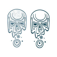 Skull. Hand drawn abstract skull vector illustration. Engraving style skull vintage graphic. Part of set. 