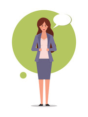 Standing business woman wit speech bubble avatar character