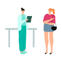 Young woman vising doctor with pain in hand in clinic