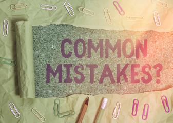 Handwriting text writing Common Mistakes Question. Conceptual photo repeat act or judgement...