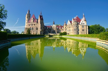 Obraz premium Moszna / Poland - 2020 Moszna Castle located in Opolskie Voivodeship, Poland
