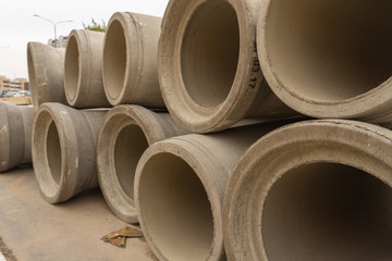 concrete pipes stacked
