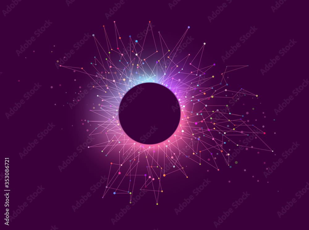 Poster abstract glowing space or particles science background with copy space. eps10 vector.