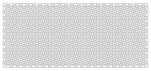 Set of eight hundred jigsaw puzzle pieces. Puzzle with different types of details and the ability to move each part. Black and white vector illustration.
