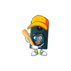 cartoon design concept of sound system playing baseball with stick
