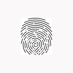 Fingerprint design vector illustration on white background. Rounded lines design style