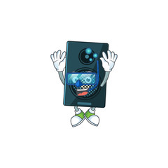 cartoon drawing concept of sound system wearing cool Diving glasses ready to swim