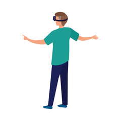 man with glasses virtual reality on white background vector illustration design