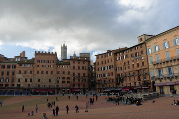 View of the famous "Piazza del Campo" ( Square of Campo) in the city of Siena, Tuscany, Italy