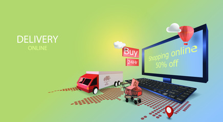 Delivery online tracking  concept with smartphone.