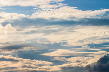 colorful dramatic sky with cloud at sunset