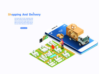 Web page design templates for business,Ecommerce market  isometric and online shopping. Modern vector illustration concepts for website and mobile website development, vector isometric concept.