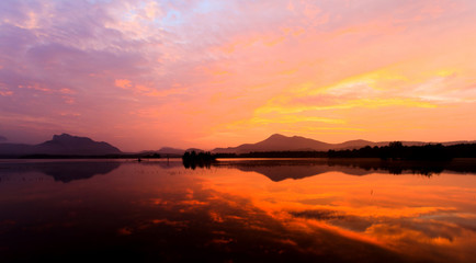 colorful dramatic sky with cloud at sunset