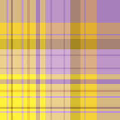 Seamless pattern in summer yellow, violet and beige colors for plaid, fabric, textile, clothes, tablecloth and other things. Vector image.