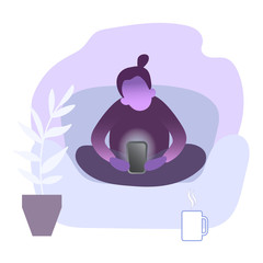 Monochrome picture of people with smartphones. Isolated vector illustration of characters with smartphones. Collection of people holding gadgets and send mail. Human with devices send message.