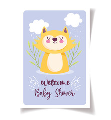 baby shower little cat card celebration, welcome invitation template