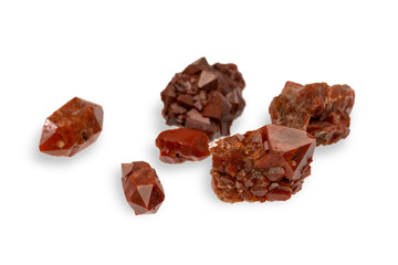 .Quartz mineral variety Compostela hyacinth isolated on white background