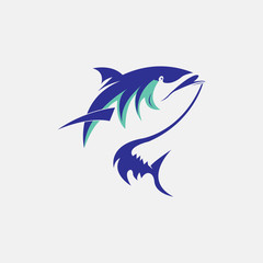 tuna fish vector logo design illustration