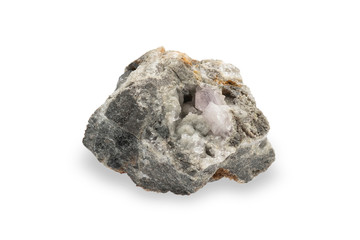.Variety quartz mineral amethyst isolated on white background