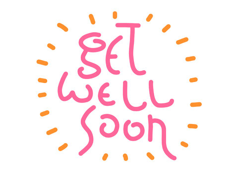 Get well soon vector text. Hand Lettering for invitation and greeting card, prints and posters. Modern calligraphic hipster design