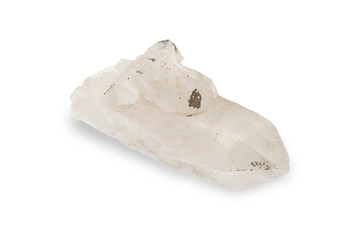 Milky quartz mineral isolated on white background