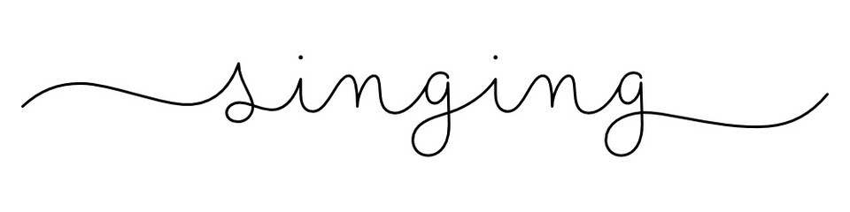 SINGING black vector monoline calligraphy banner with swashes