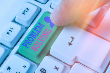 Writing note showing Problem Solving. Business concept for process of finding solutions to...
