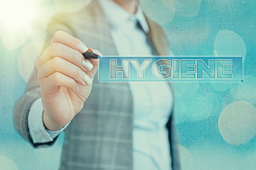 Word writing text Hygiene. Business photo showcasing study of science of the establishment and...
