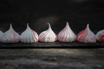 homemade red and white meringues for tea