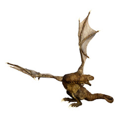 3D Rendering Fairy Tale Dragon on White