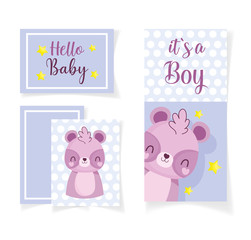 baby shower hello boy card celebration, welcome invitation template