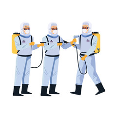 biosafety workers with sprayers portables