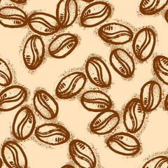Coffee bean pattern including seamless on white background. sketch of coffee beans. Hand drawn coffee beans vector.