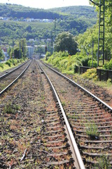 Fototapeta premium Bahnschienen. Gleise. Bahnhof.