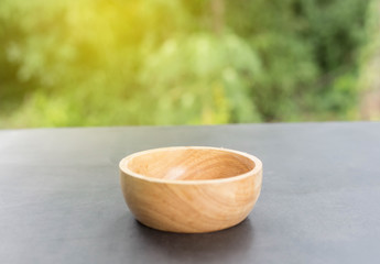 empty bowl on wooden table