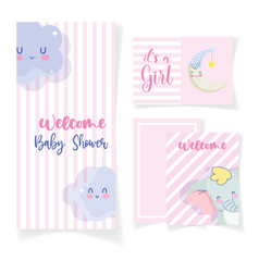 baby shower elephant moon clouds celebration cards, welcome invitation template