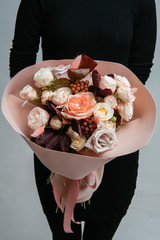 Bouquet of flowers in peach foamiran package